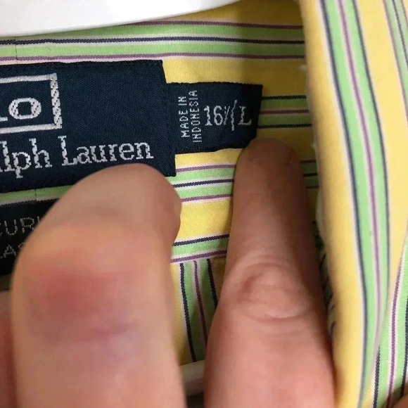 Polo By Ralph Lauren Dress Shirt Yellow Sz Large - Picture 7 of 16